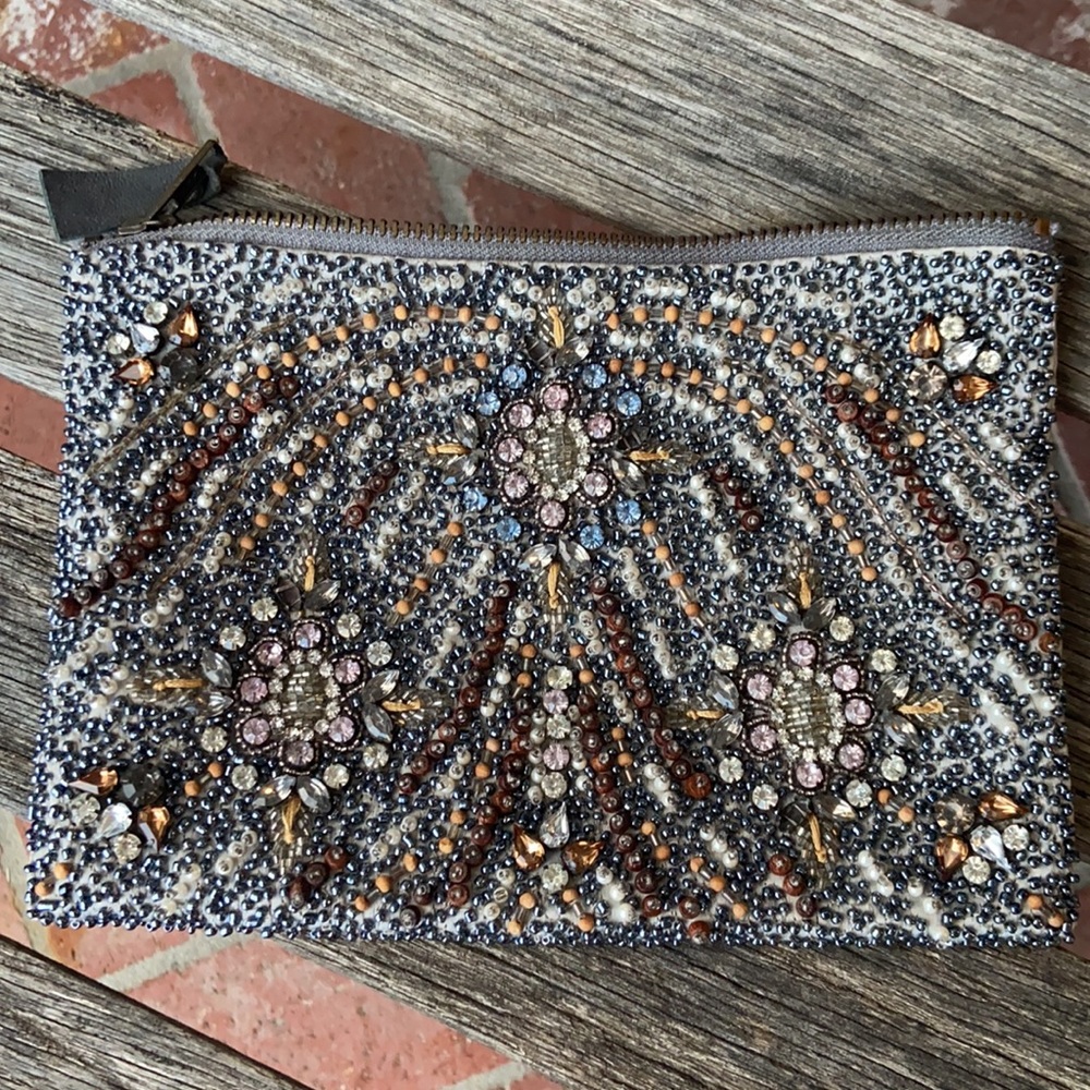 Silver rhinestone clutch